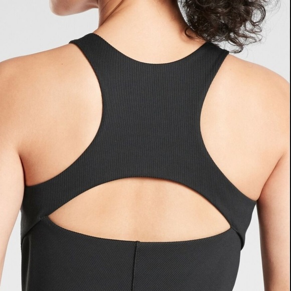 NWOT Athleta Ribbed Intensity Support Top with Built in Bra in Black Size Small - Picture 3 of 6